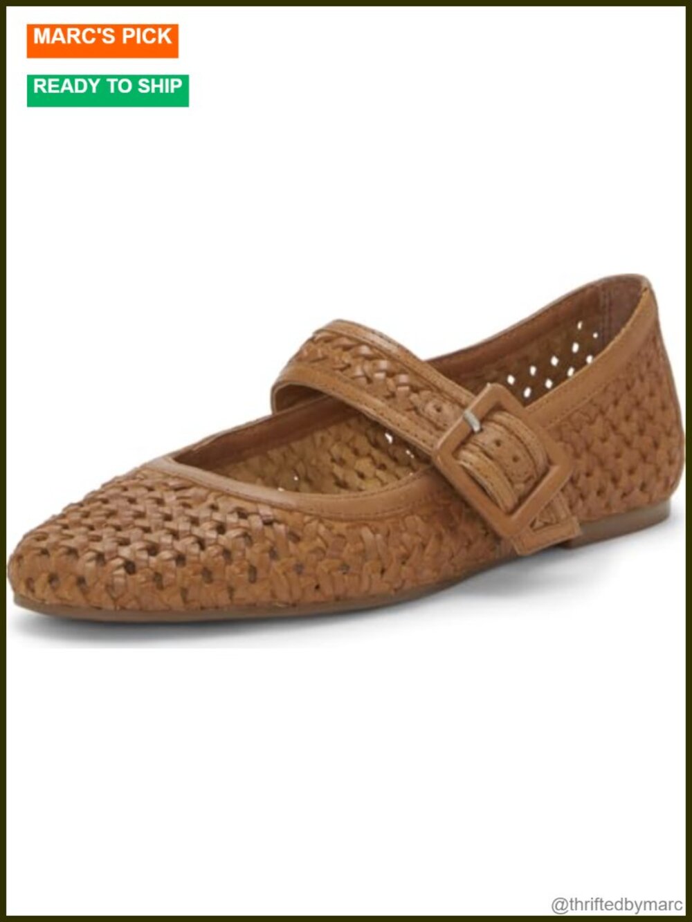 Leather Flats with Buckle Adjustable Strap Round Toe Flexible Sole